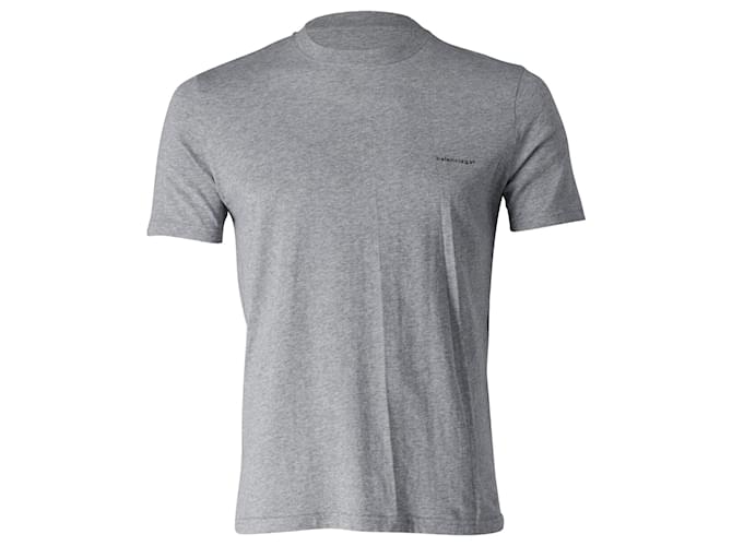 Camiseta de algodón gris con logo Balenciaga  ref.762542