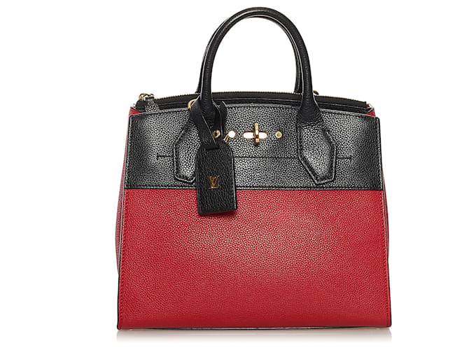 louis vuitton Tricolor Leather City Steamer Bag red Pony-style
