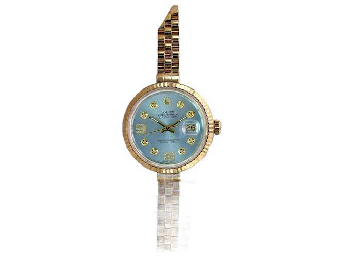 Relógio masculino Rolex Datejust em dois tons azul gelo16233 Dial 18k Moldura canelada 36mm relógio Metal  ref.762882