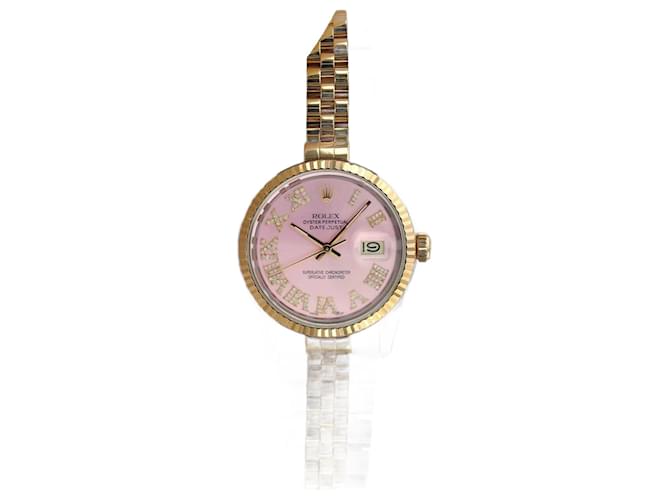 Rolex Mens Datejust Two-tone Pink Dial 16233 Dial 18k Fluted Bezel 36mm watch Metal  ref.762883