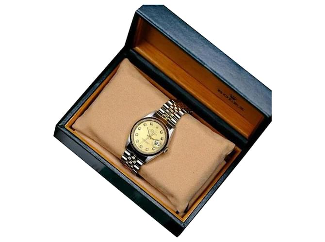 Orologio da uomo Rolex Datejust Factory Champagne Diamond Dial con scatola e documenti originali Metallo  ref.762908