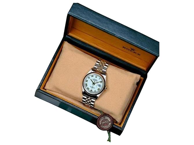 Quadrante bianco romano Datejust da uomo Rolex 36mm Guarda scatola e documenti originali 16233  Metallo  ref.762913