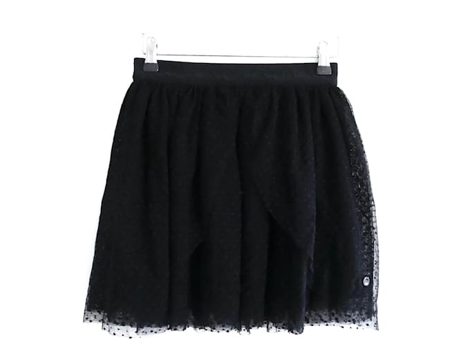 Falda de niña Dior en capas de tul negro con lunares Poliamida  ref.763317