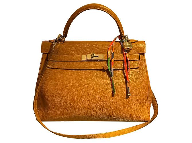 Sac à main Hermès Kelly 32 cuir doré Beige