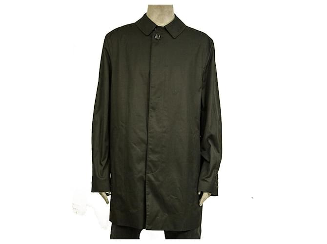 Burberry Hommes Cotton Blend Black Trench Jacket Check Lining Coat size 56 Polyester Noir  ref.763778