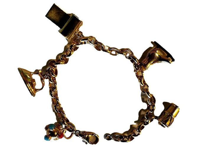 Autre Marque Pulseira de ouro amarelo 18k com berloques Dourado
