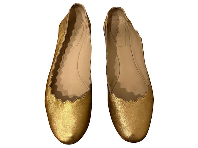 Chloé Sapatilhas de ballet Dourado Couro  ref.763928