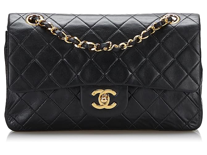 Chanel Black Classic Small Lambskin Double Flap Bag Leather ref