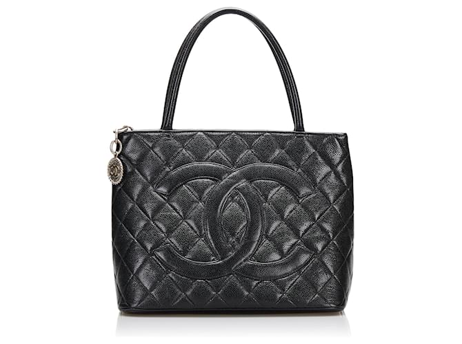 Chanel Black Caviar Medallion Tote Bag Leather  ref.764083