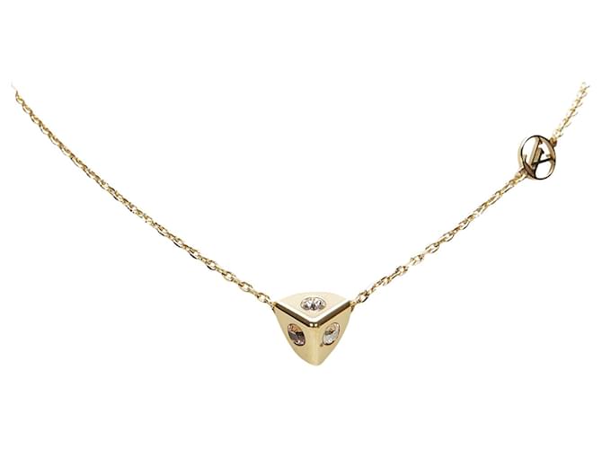 Louis Vuitton Gold Crystal Trunkies Pendant Necklace Golden Metal  ref.764177