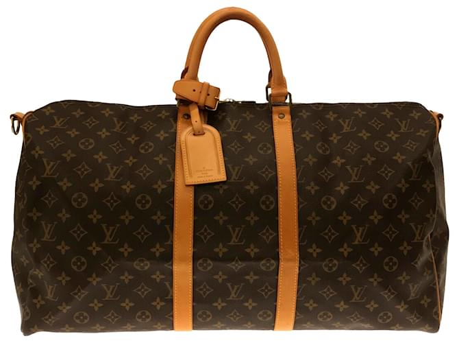 Louis Vuitton Brown Monogram Keepall Bandouliere 55 Cloth  ref.764259