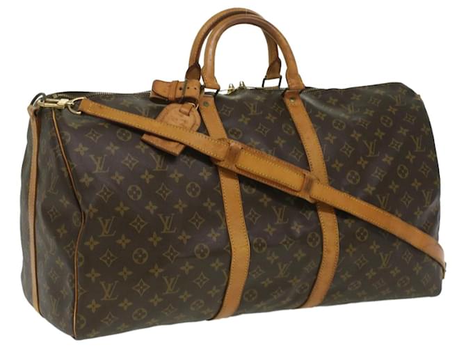 Louis Vuitton Monogram Keepall Bandouliere 55 Bolsa Boston M41414 LV Auth 34273 Lienzo  ref.764341