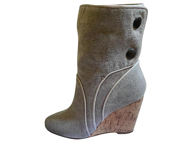 Tila March Ankle Boots Grey Leather  ref.764455