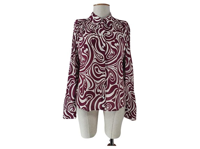 Claudie Pierlot Blusa Camisa Roxa Branca Multicor