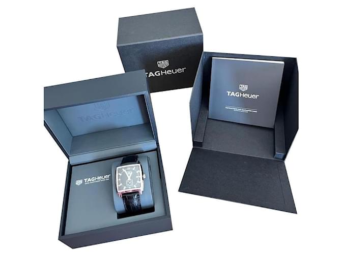 tag heuer monaco Black Silvery Exotic leather  ref.764472
