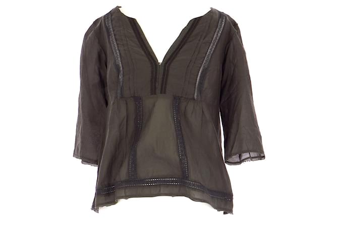 Zadig & Voltaire Wrap blouse Grey Cotton  ref.764550