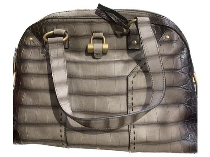 Muse II Bolsa Yves Saint Laurent Muse em couro cinza efeito crocodilo