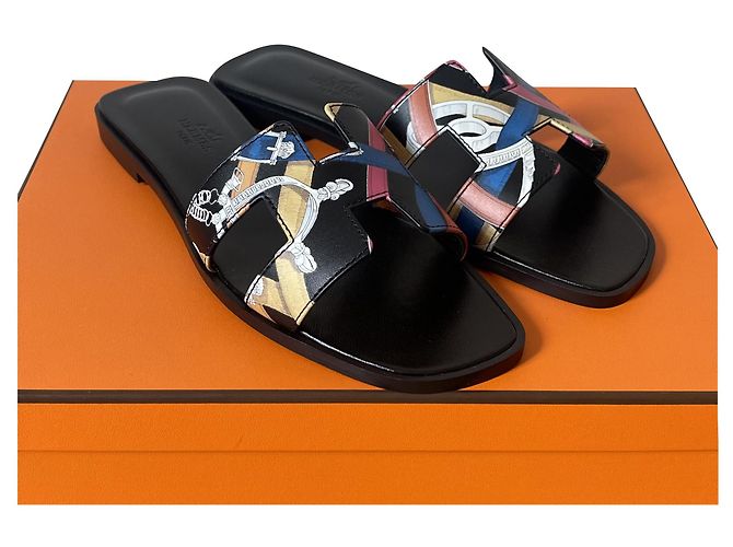 Sandali Hermès Oran in pelle Harnais de cheval Multicolore