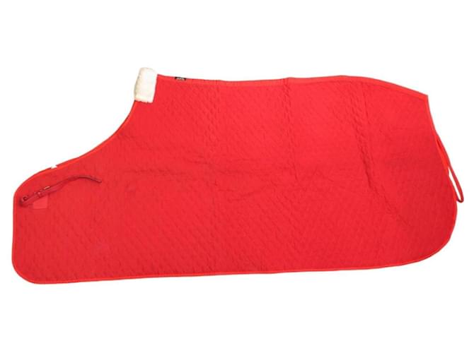Hermès NEUF HERMES PRESENTATION BLANKET QUILTED HORSE IN RED COTTON NEW  ref.764717