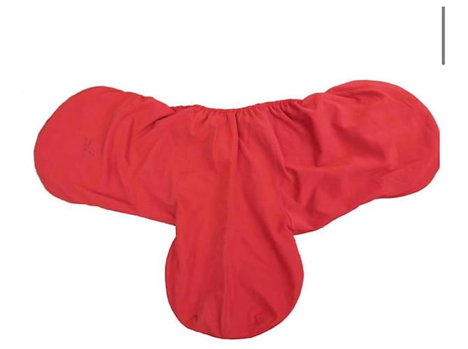 Hermès NEW HERMES HORSES SADDLE COVER IN RED POLYESTER NEW RED SADDLE COVER  ref.764719