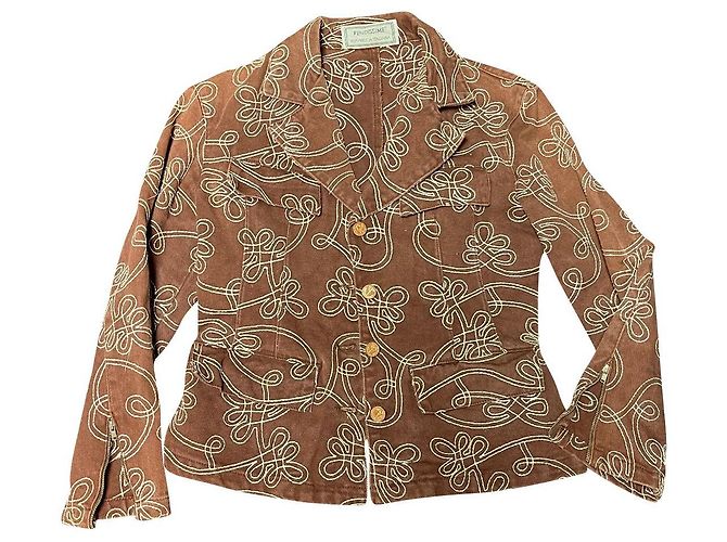 Fendissime Jacke aus Baumwolle Braun im Jeans-Stil mit Webmuster