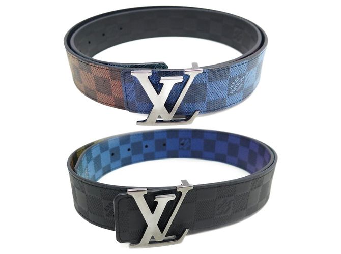 NUEVO CINTURÓN LOUIS VUITTON DAMIER RAINBOW T95 HEBILLA DE CINTURÓN REVERSIBLE LV Multicolor