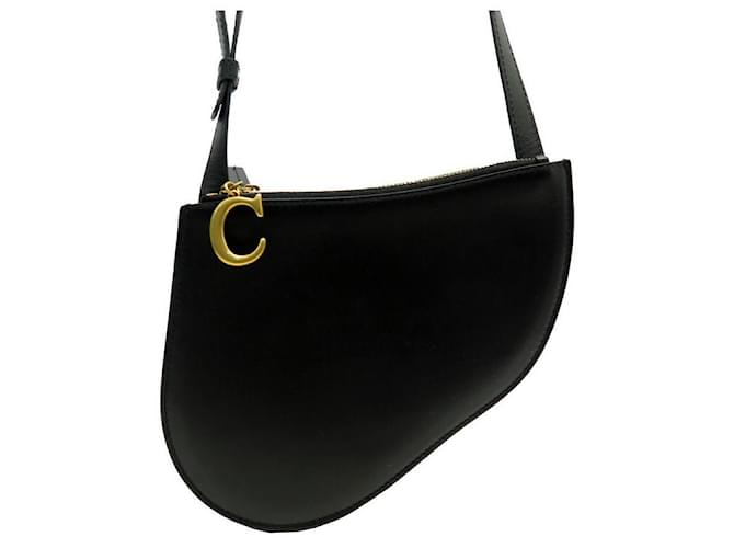 NEW CHRISTIAN DIOR SADDLE TRIO HAND BAG IN BLACK LEATHER BLACK HAND BAG NEW  ref.764983