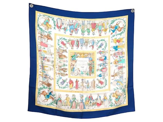 Hermès NEW HERMES SCARF CURRENT CIVILIAN COSTUMES PERRIERE CARRE 90 SILK SCARF Blue  ref.764987