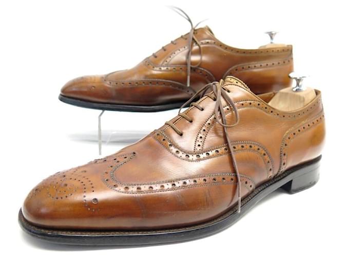 JM WESTON ORANGE SHOES IN LEATHER WITH FLORAL TOE 12C 45.5 LOAFERS SHOES Brown  ref.765010