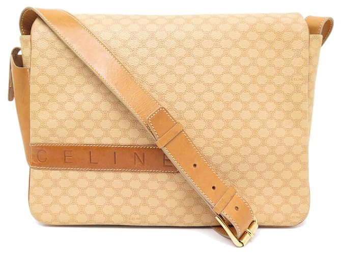 Céline SAC A MAIN CELINE SACOCHE BANDOULIERE EN TOILE MONOGRAMME TRIOMPHE MESSENGER BAG Cuir Beige  ref.765060