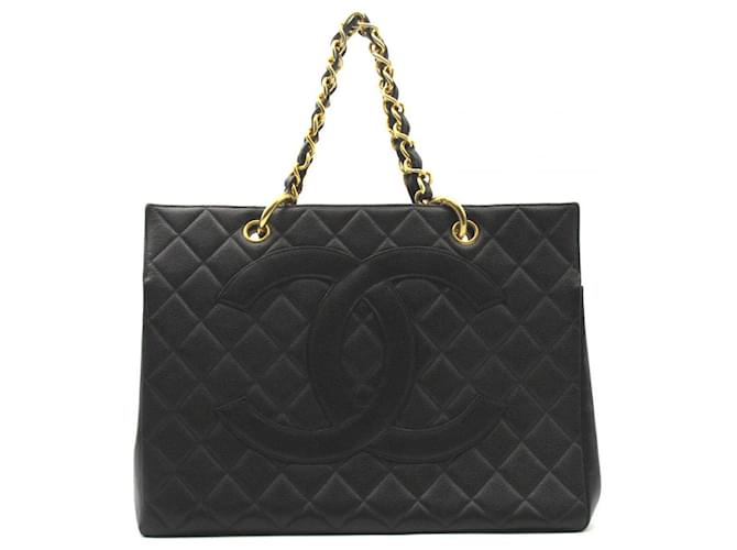 Chanel GST (großartige Einkaufstasche) Schwarz Leder  ref.765331