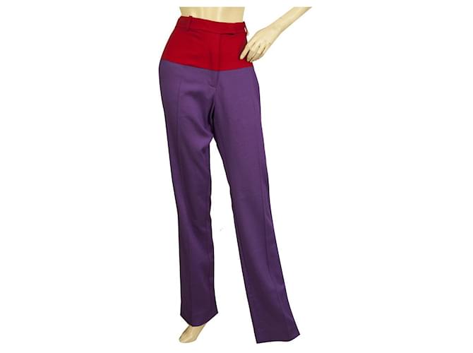 Pinko Purple & Red Straight Leg calças de cintura alta  ( S ) Multicor Lã  ref.765428