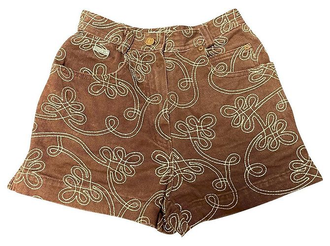 Shorts Fendissime de algodão marrom estilo jeans