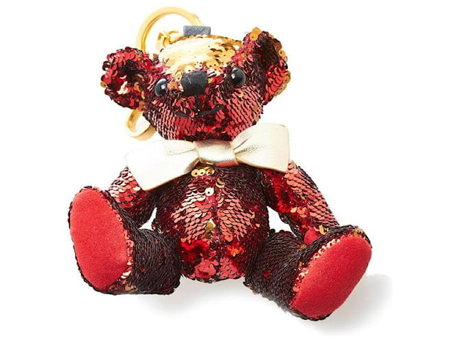 Ciondolo a forma di orsetto Thomas con paillettes Burberry Rosso Plastica  ref.765651