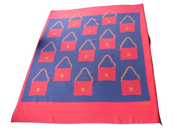 CHANEL Rare red silk scarf GOOD CONDITION  ref.765846