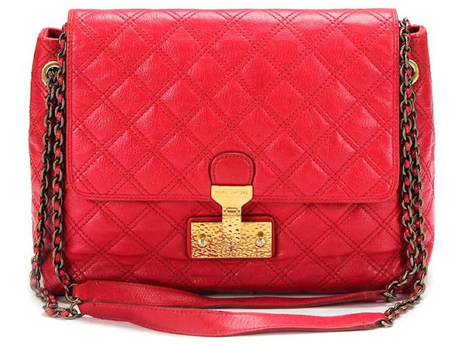 Marc Jacobs Leather Quilted Shoulder Bag 101 Red Pony-style calfskin  ref.765959