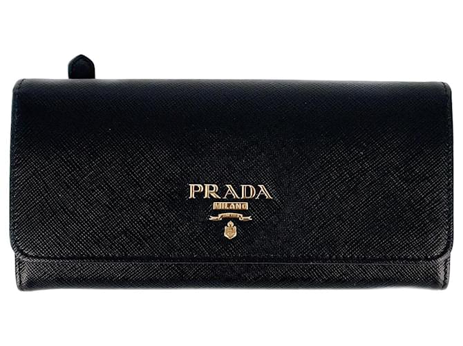 Prada Black Saffiano Wallet Large Leather  ref.766007