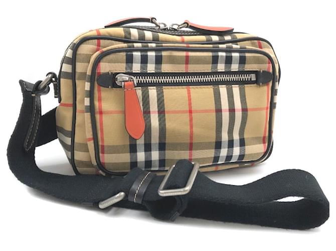Burberry Nova Check Canvas Shoulder Bag Beige Cloth  ref.766155