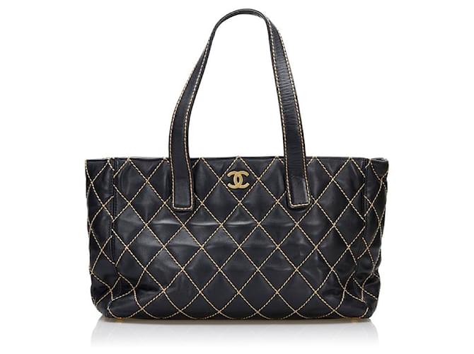 Chanel CC Wild Stitch Handbag Black Pony-style calfskin  ref.766178