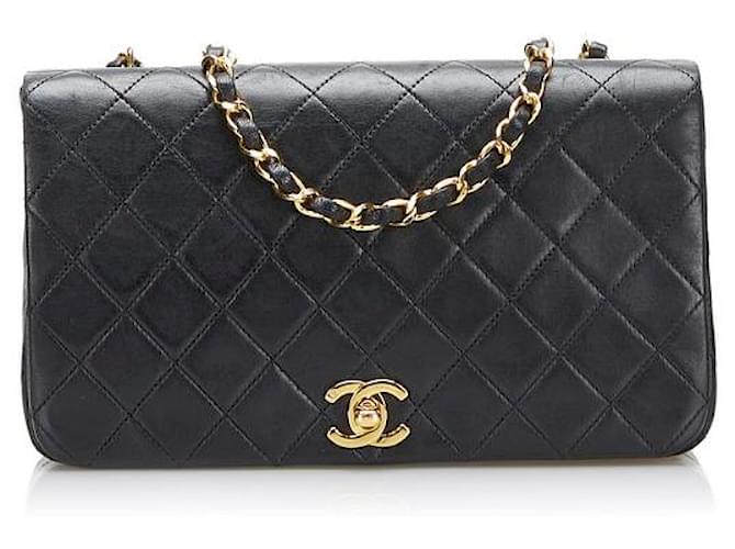 Chanel Matelasse Flap Chain Bag Black Lambskin  ref.766183