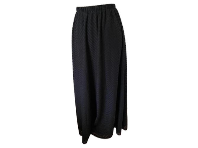 Bel Air Black Herringbone Pattern Long Skirt