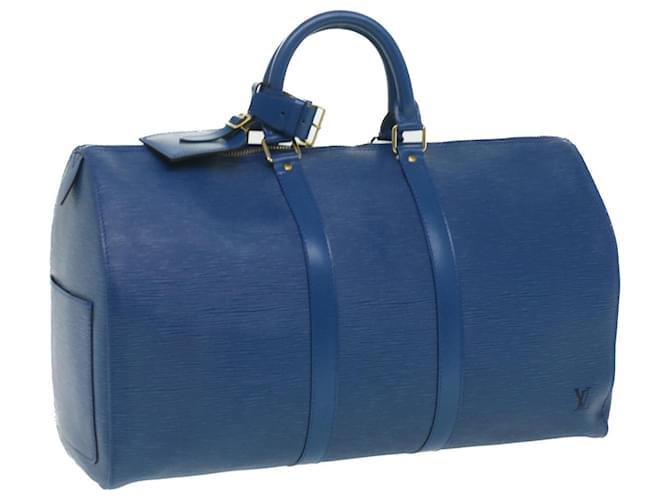 Louis Vuitton Keepall 45 Cuir Bleu  ref.766686