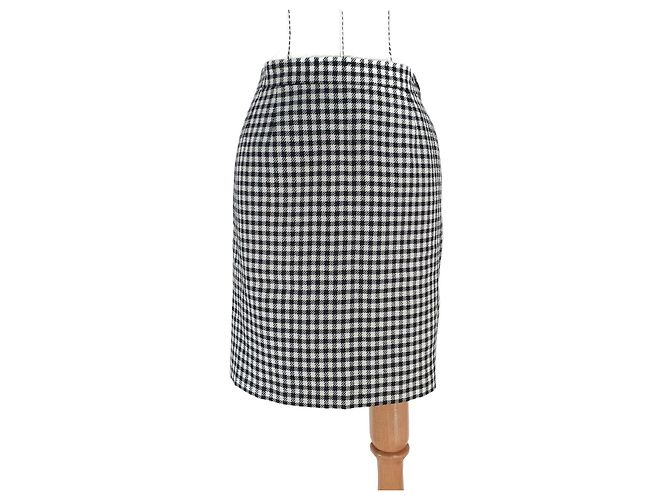 Saia Gingham Yves Saint Laurent de seda e lã Multicor 