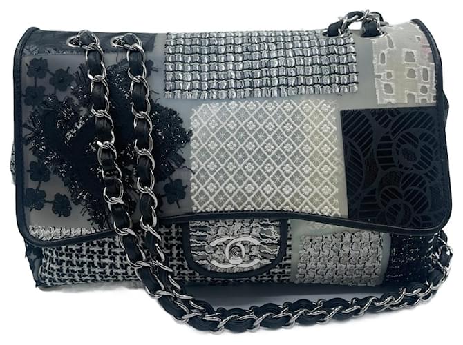 Black Fabric Chanel Flap Bag Cloth  ref.766956