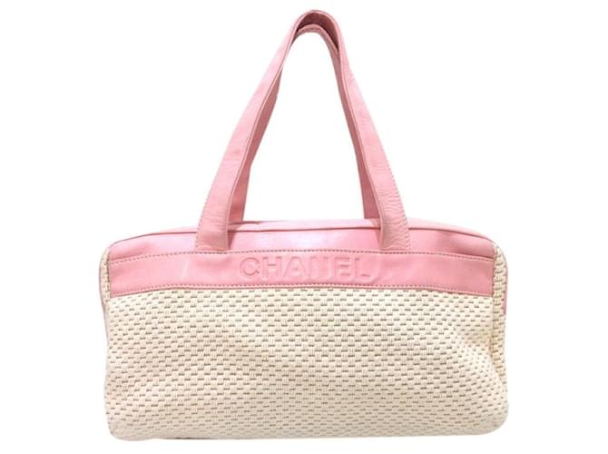 Chanel strukturierte Baumwoll-Einkaufstasche Pink Baumwolle  ref.767024
