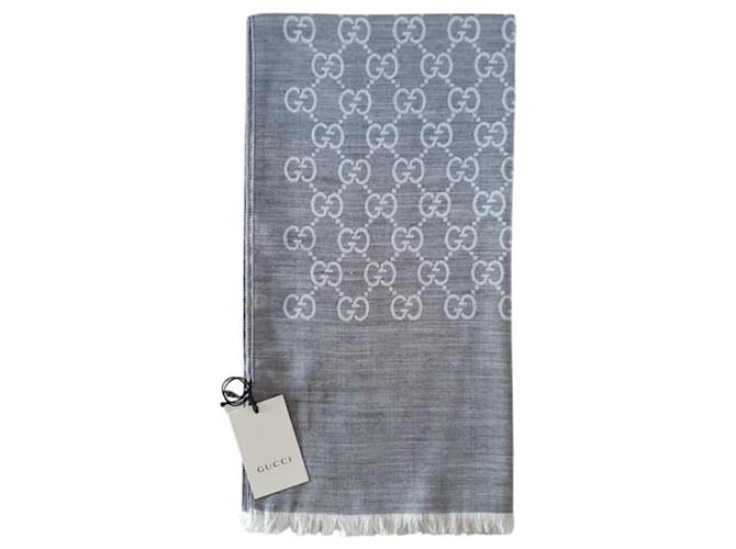 Marmont Gucci Silk scarves Grey  ref.767186