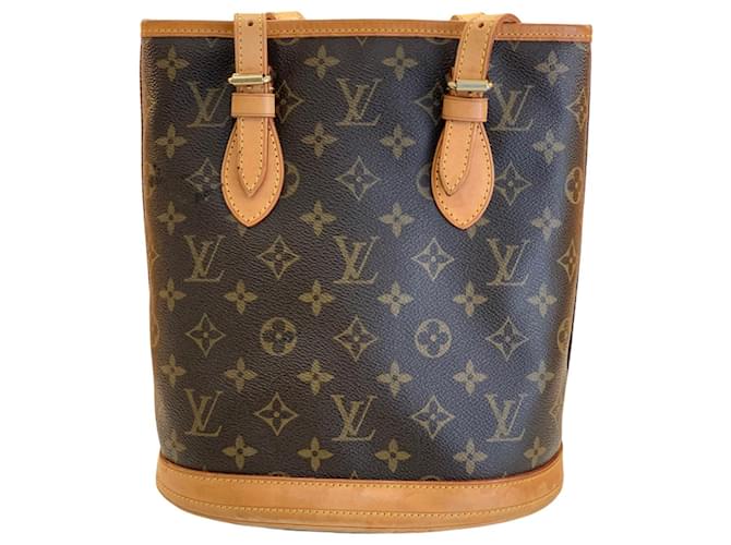 Bucket Louis Vuitton Handbags Brown Cloth  ref.767287