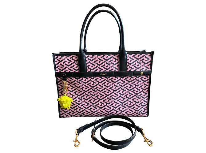 Versace LaGreca Tote Bag Cloth Multi Color