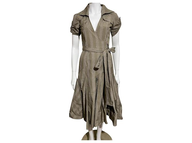 Diane Von Furstenberg DvF vintage Taffy wrap dress Safari style Khaki Polyester  ref.767338