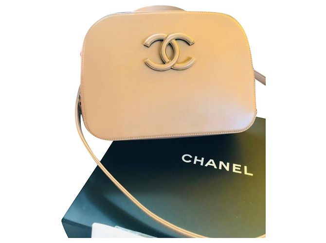 Coco Handle Bolsa Chanel de couro cor areia